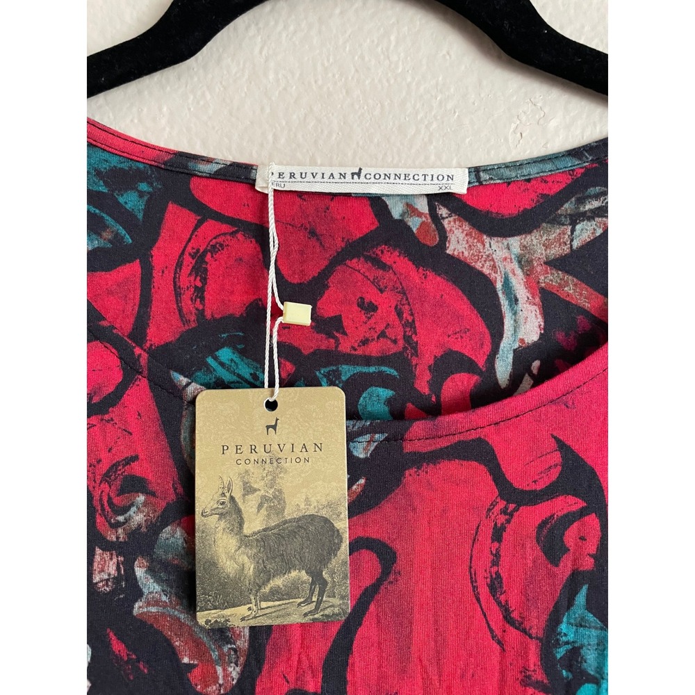 NWT Peruvian Connection Ravenwood Dress Ruby Red Pima Cotton XXL Lagenlook Artsy - Picture 3 of 9